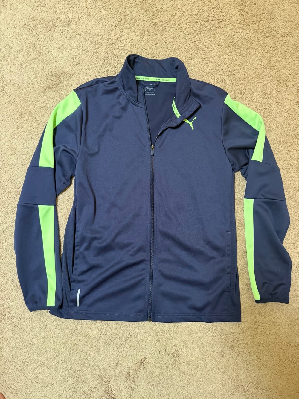 Puma Navy Blue Jacket with Neon Green Accents